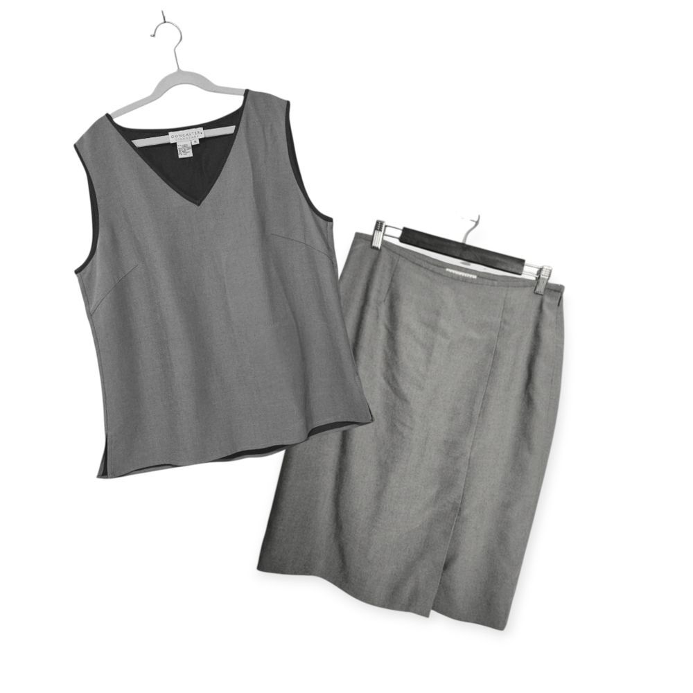 Doncaster Gray Tencel Blend Sleeveless Top Skirt Set Size 10